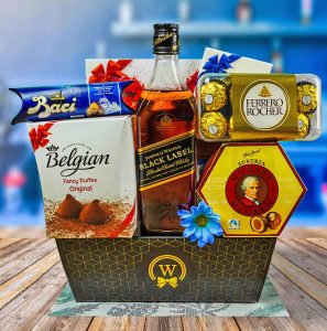 Black Johnnie Walker Gift Basket by Walwater Gifts