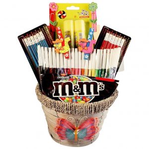 The cute and sweet school gift basket