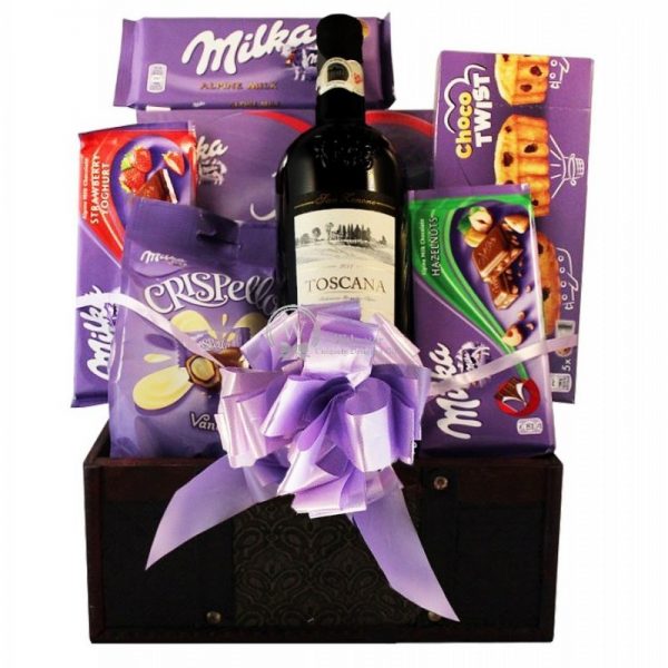 Milka Chocolate Collection - Wine Gift Basket