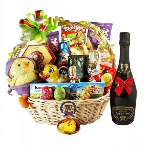 Deluxe Easter Gift Basket with Sparkling Wine
