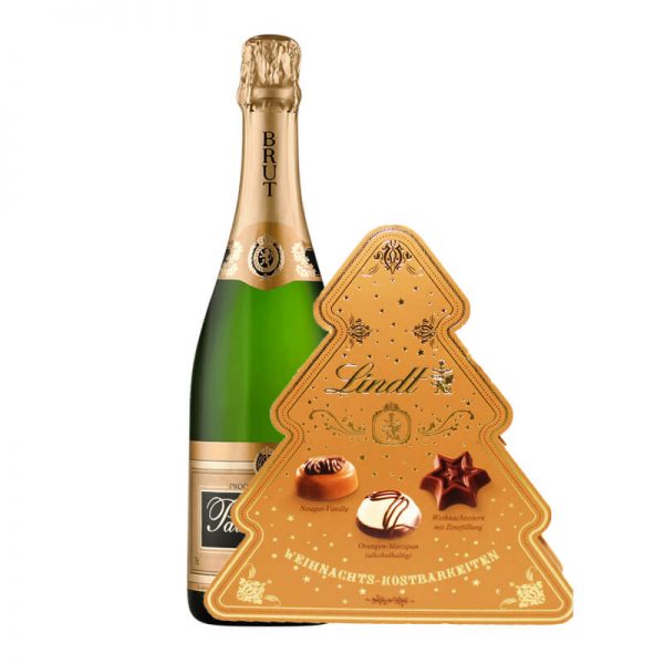 Sparkling wine + Christmas gold Lindt