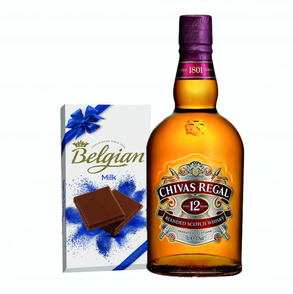 Chivas Regal 12 Year Old Blended Scotch Whiskey + Belgian Chocolate Bar