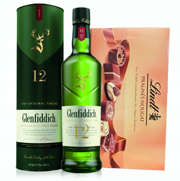 Glenfiddich Signature 12 Year Old Speyside Single Malt Scotch Whiskey + Lindt Pralines