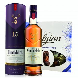 Glenfiddich Unique Solera Reserve 15 Year Single Malt Scotch Whiskey & Belgian Bonbenniere