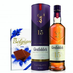 Glenfiddich Unique Solera Reserve 15 Year Single Malt Scotch Whiskey & Belgian Chocolate Bar