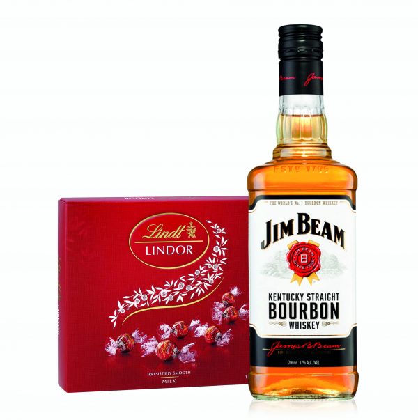 Jim Beam White Label Bourbon Whiskey + Lindor Pralines