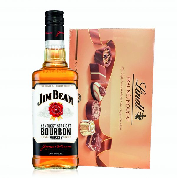 Jim Beam White Label Bourbon Whiskey + Lindt Pralines