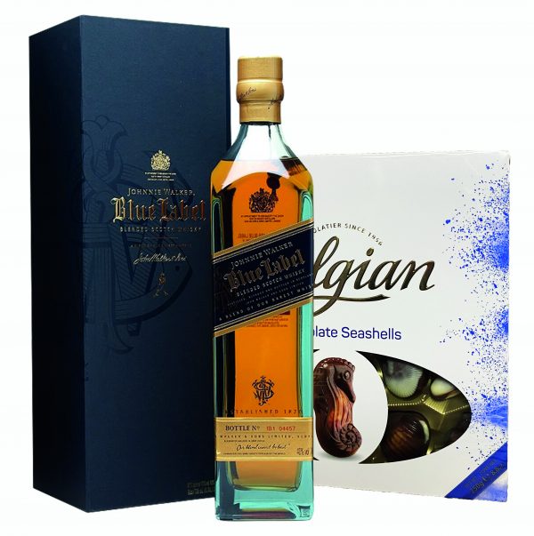 Johnnie Walker Blue Label Blended Scotch Whiskey + Belgian Bonbonniere