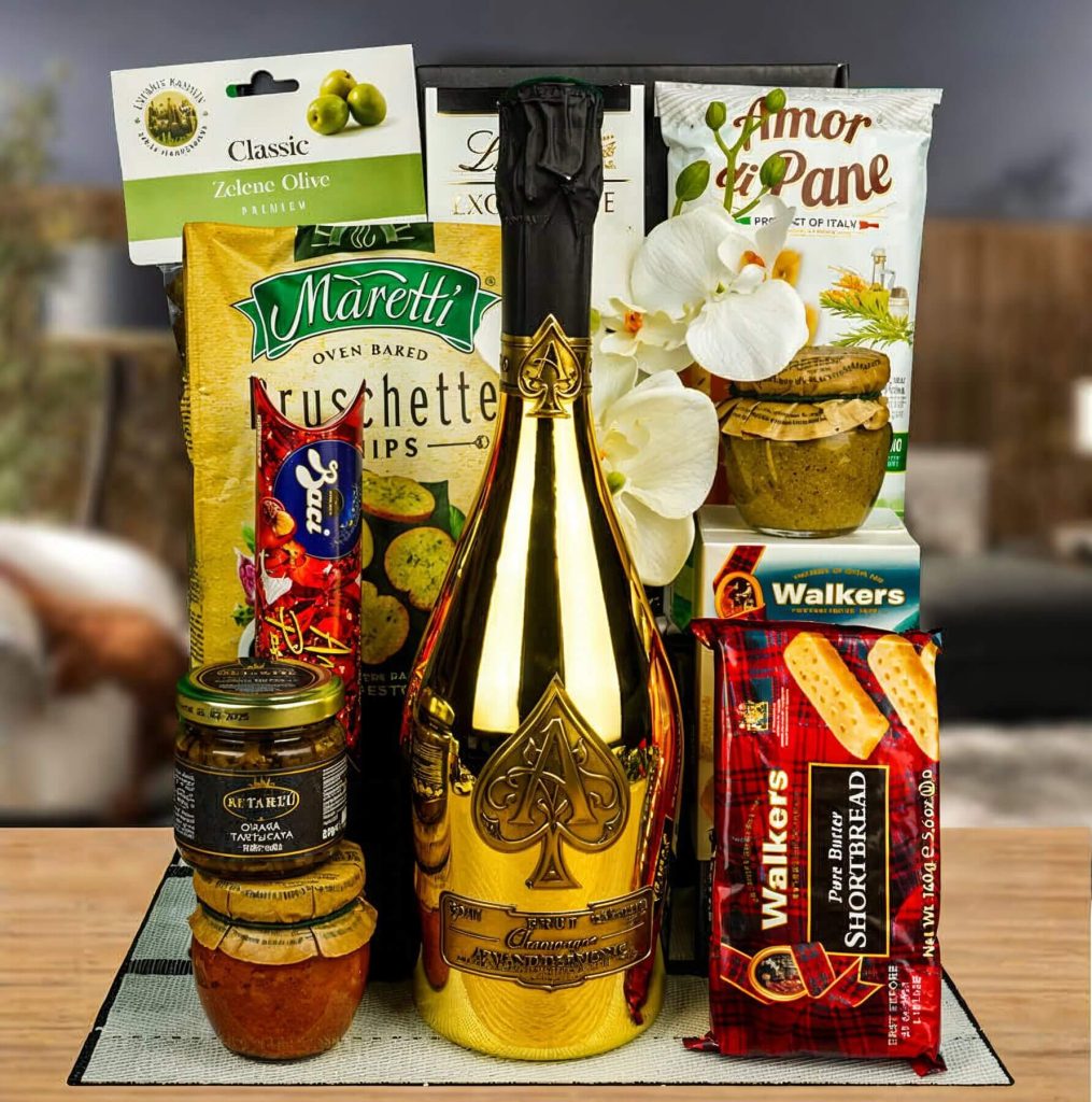 Armand de Brignac Brut Gold Champagne Gift Basket by Walwater Gifts