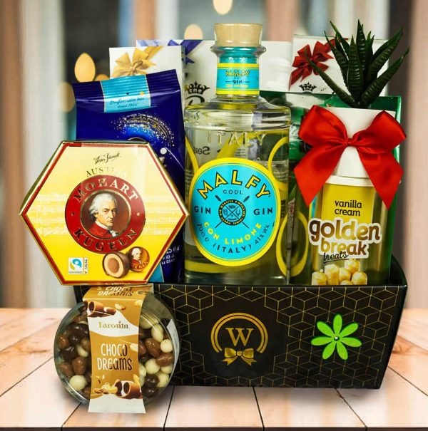 Lemony Gin Delights Gift Basket by Walwater Gifts Europe