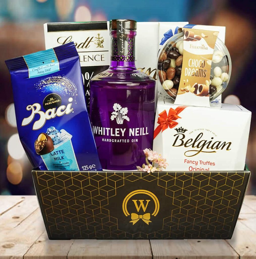 Rhubarb Gin Delight Gift Basket by Walwater Gifts