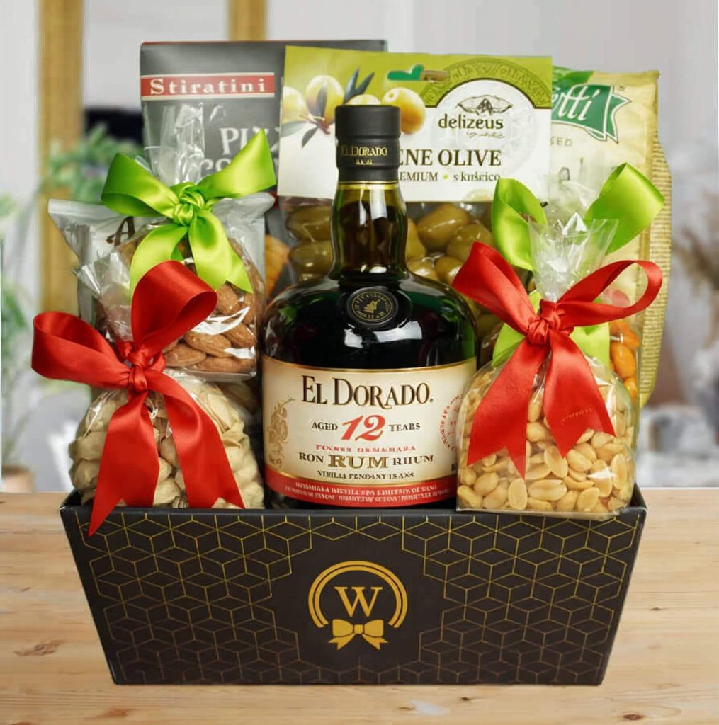 El Dorado 12-Year Reserve Savory Delights Basket by Walwater Gifts
