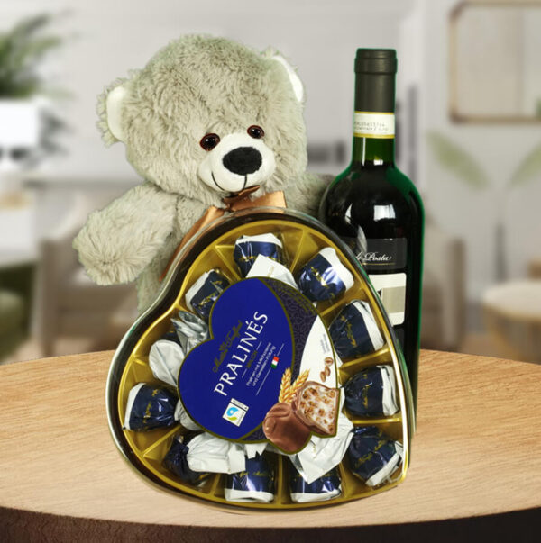 Red Wine Romance Teddy Bear Ensemble